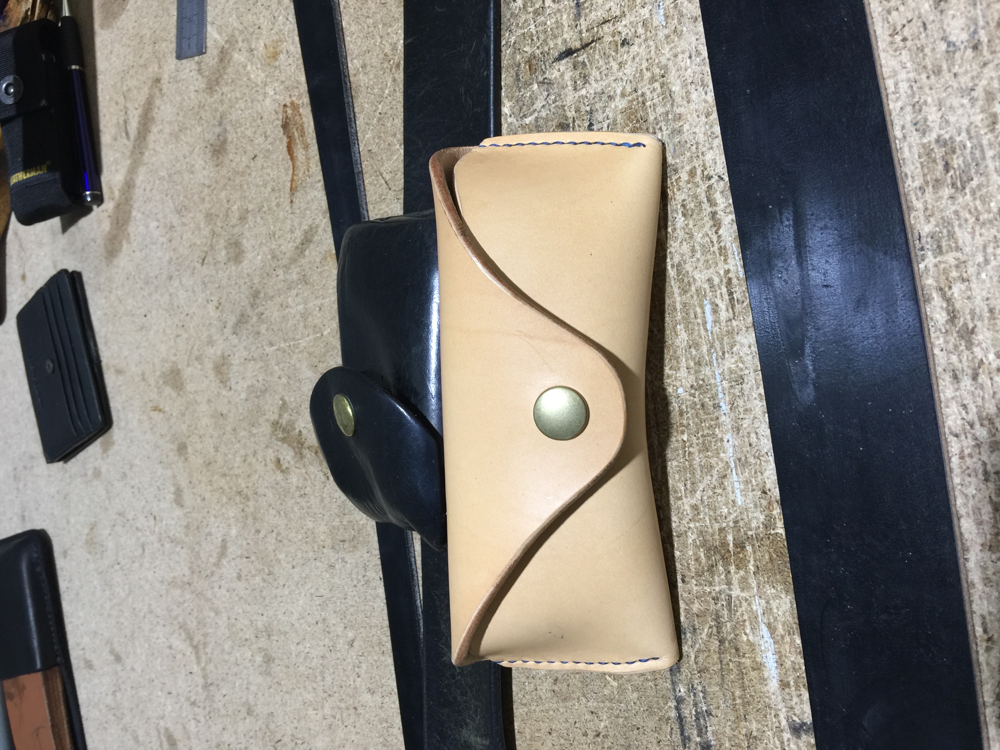 Handcrafted leather glasses case