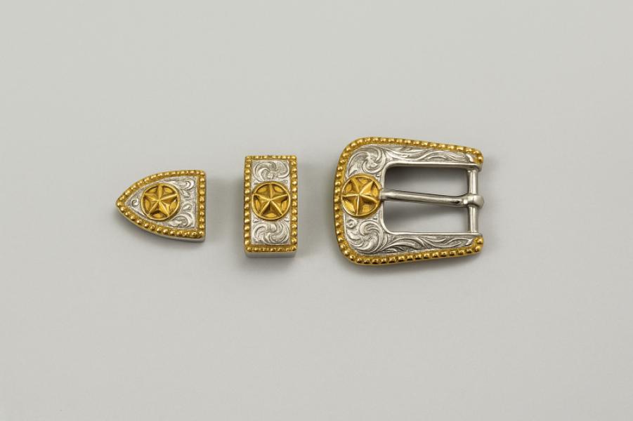 Buckle Set 10mm 3 Piece Nickel/Gilt